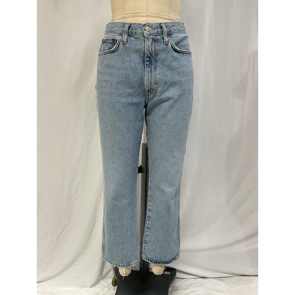 Agolde 'Pinch' Blue Waist High Rise Kick Denim Jean Size 28 - Picture 2 of 5